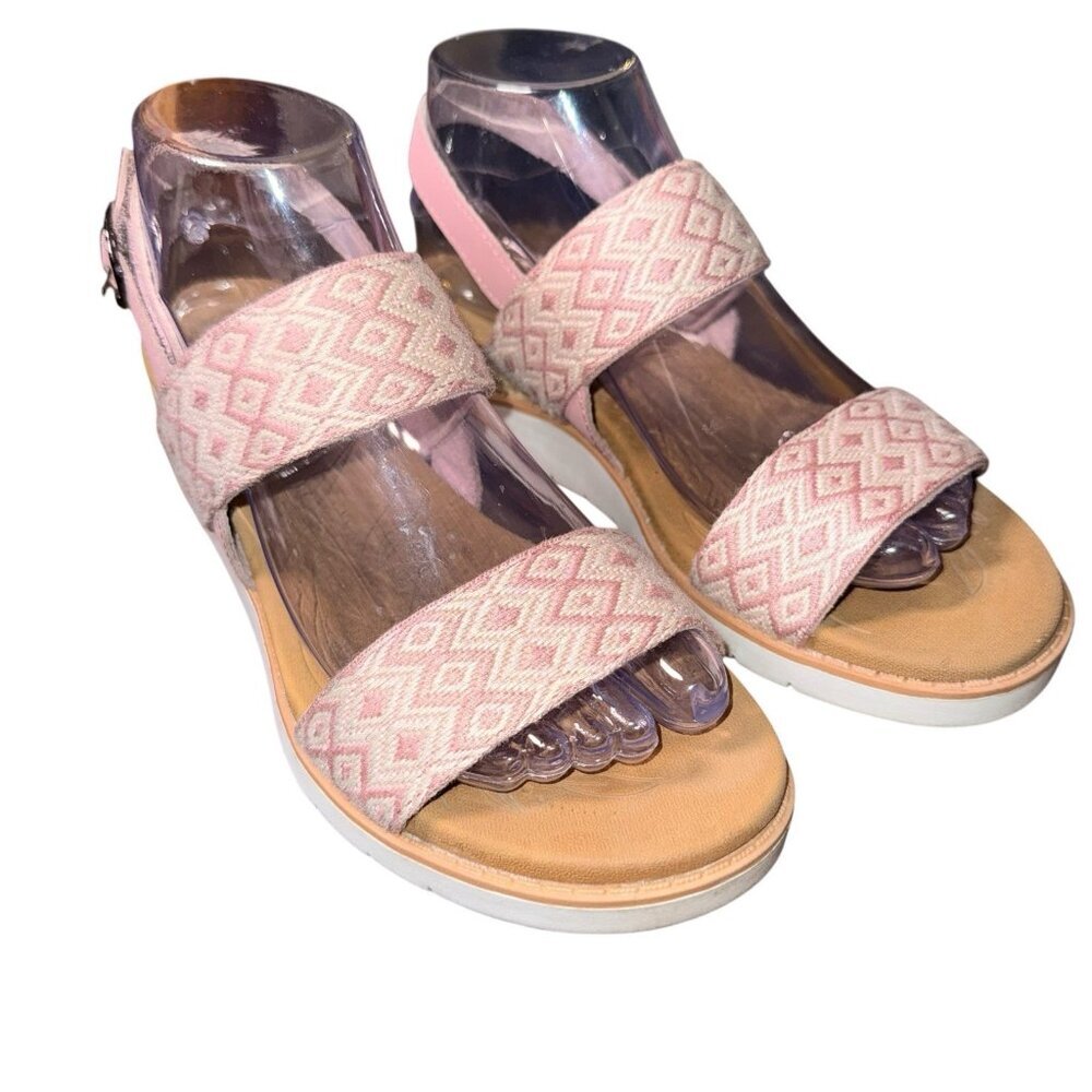 BOBS FROM SKECHERS Beach Kiss Sandals Women’s Size 7 Blush Pink Plush Foam Shoes - Picture 2 of 5